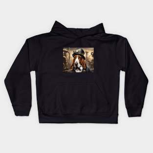 Steampunk Basset Hound Kids Hoodie